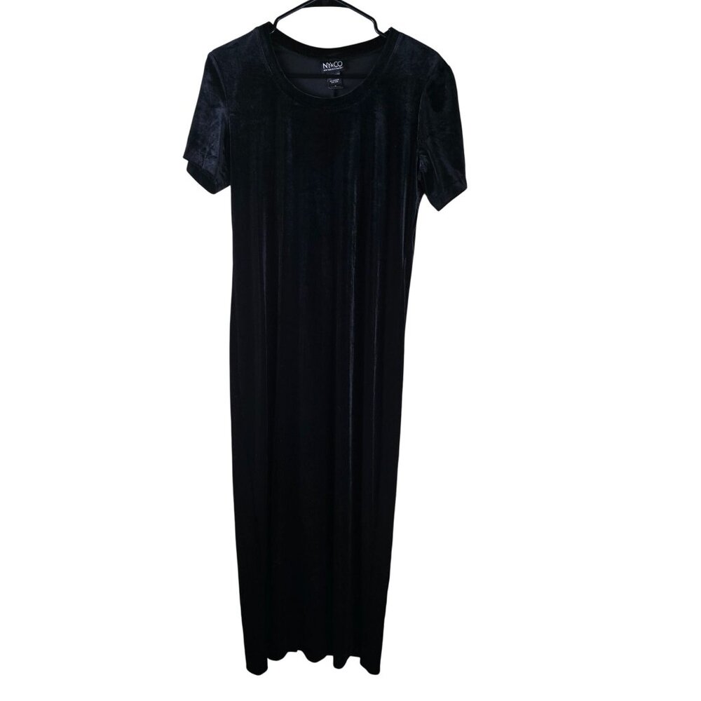 Vintage NY&Co. Velvet‎ Crewneck Maxi Dress Medium 90s Grunge Y2K Whimsigoth